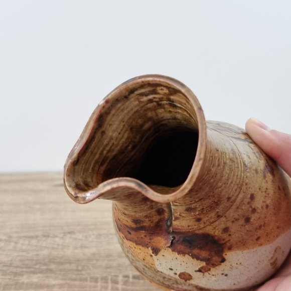 Vintage Stoneware Jug Vase Brown Splatter Organic - Picture 8 of 13